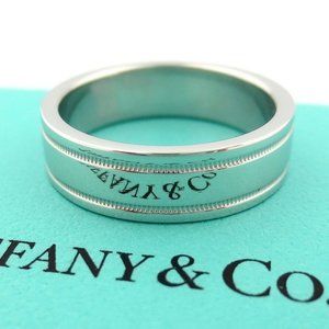 Platinum Flat Double Milgrain Wedding Band 6mm